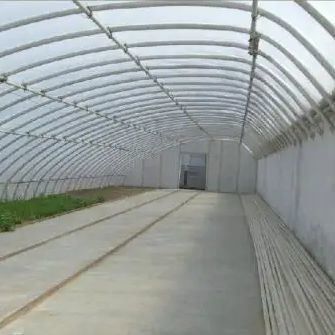 Groentehuis met luchtvochtigheid en zonlicht voor de teelt van grote tomatenkomkomkommers in het zand